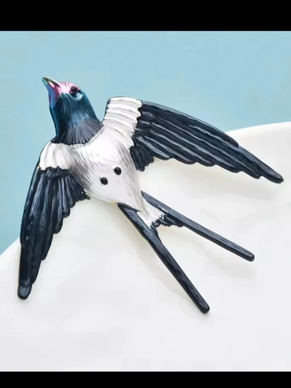 Swallow Bird Brooch Enamel Gold Pin